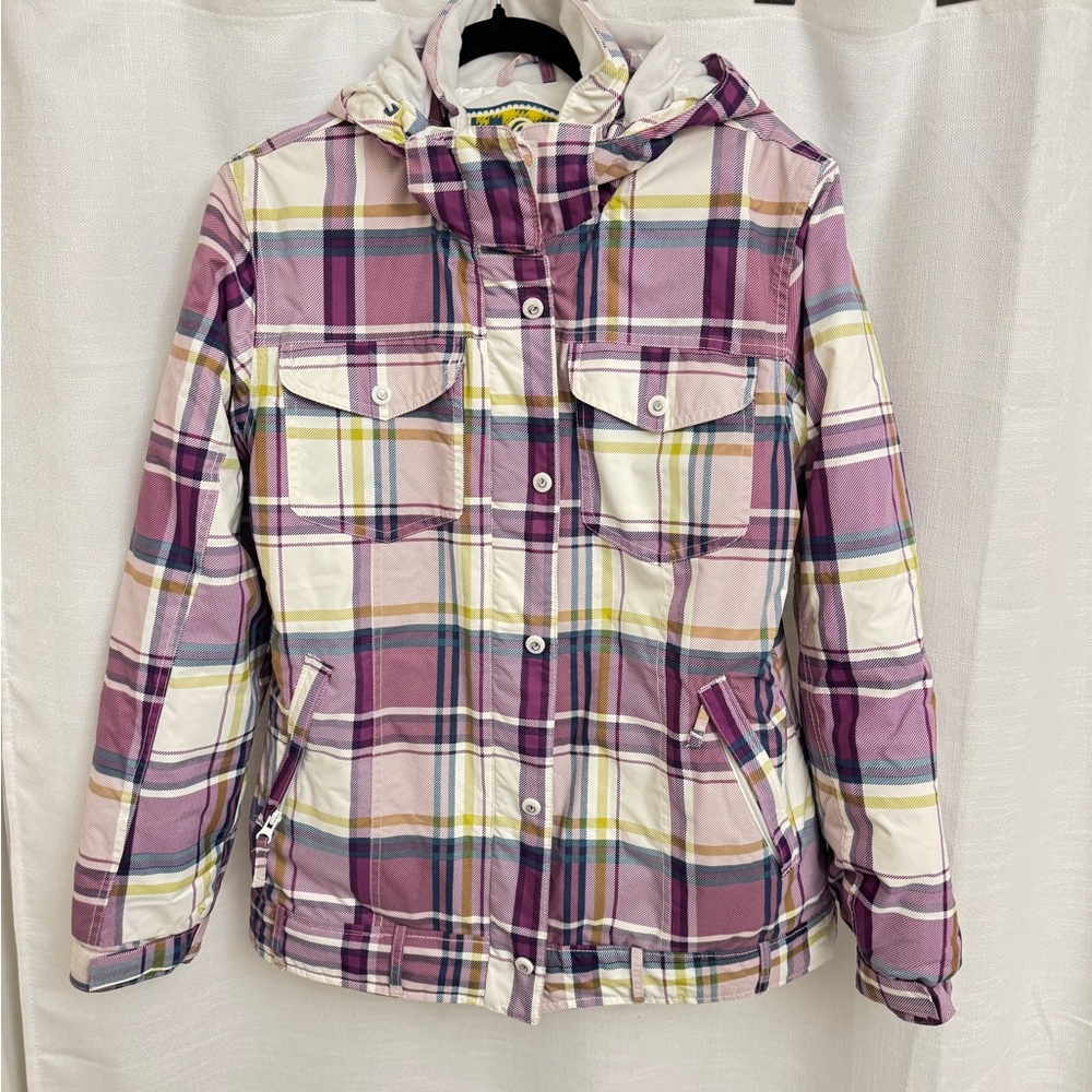 Plaid Women's Jacket - Purple and Cream - Picture 3 of 7